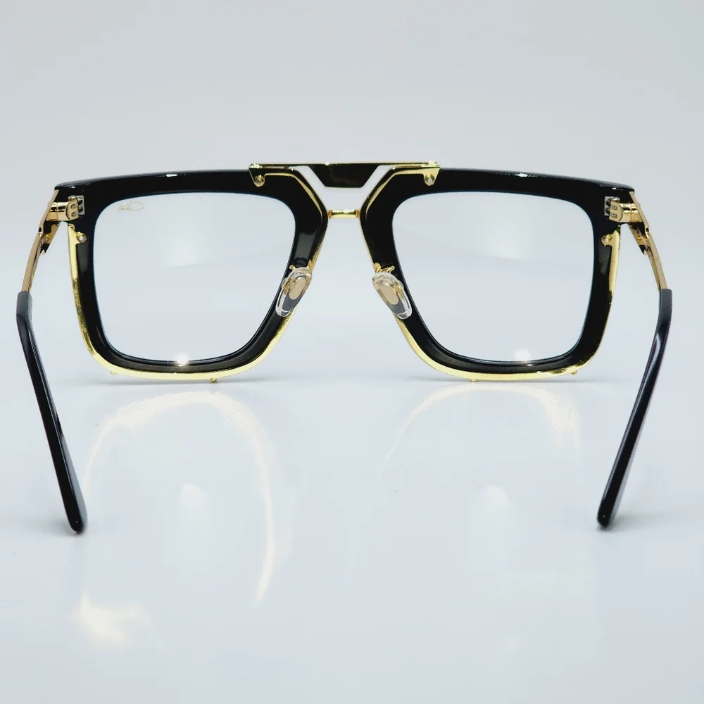 Cazal Rectangular Sunglasses 648-002 Black & Gold Frames.